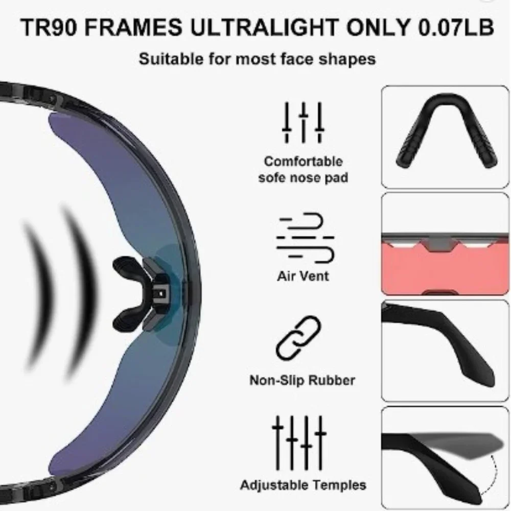 Unisex Polarized Sports Sunglasses w/ 3 Interchageable Lenses